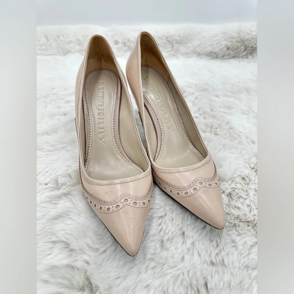 Burberry Leather Nude Pointed Toe Heels 40 US 10‎ - Picture 3 of 13